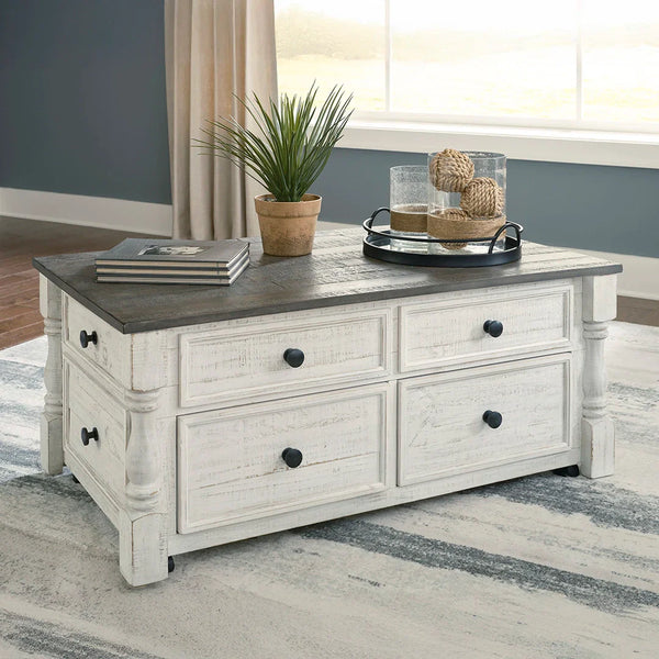 Havalance occasional table set with rustic two-tone gray and vintage white finish – Ashley UAE