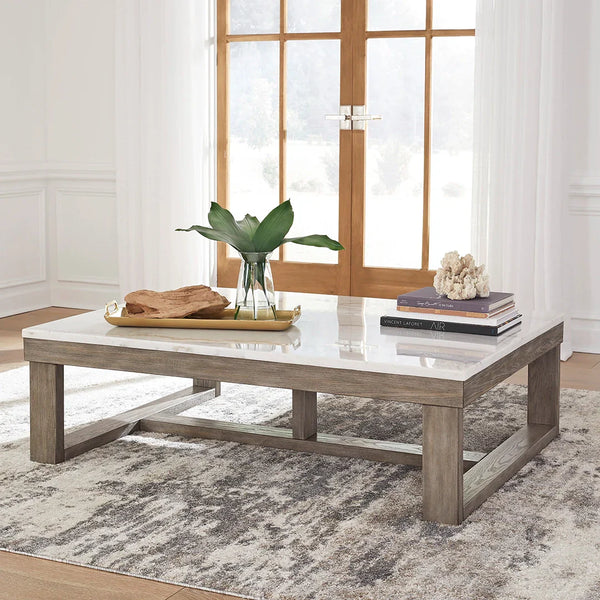 Loyaska coffee table set with natural marble tops – Ashley UAE