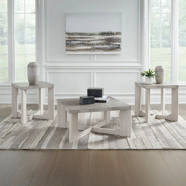 White 3-piece coffee table set with center and end tables – Ashley UAE