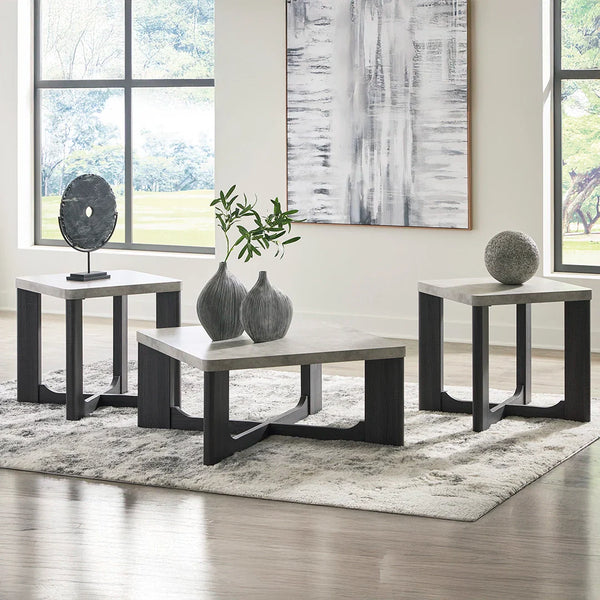 Compact coffee table set with two side tables and a center table – Ashley UAE