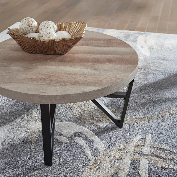 Deanlee table set with reclaimed lumber look and black frame – Ashley UAE