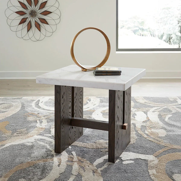 Burkhaus end table white and dark brown finish | Ashley UAE furniture