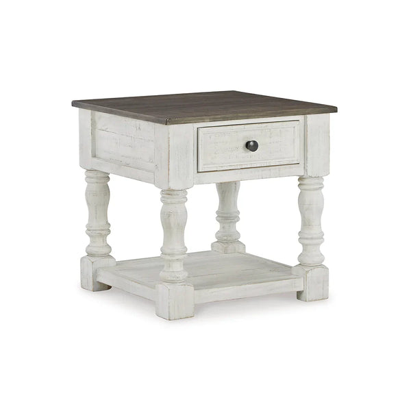 Durable Havalance end table with solid wood legs beside sofa or chair
