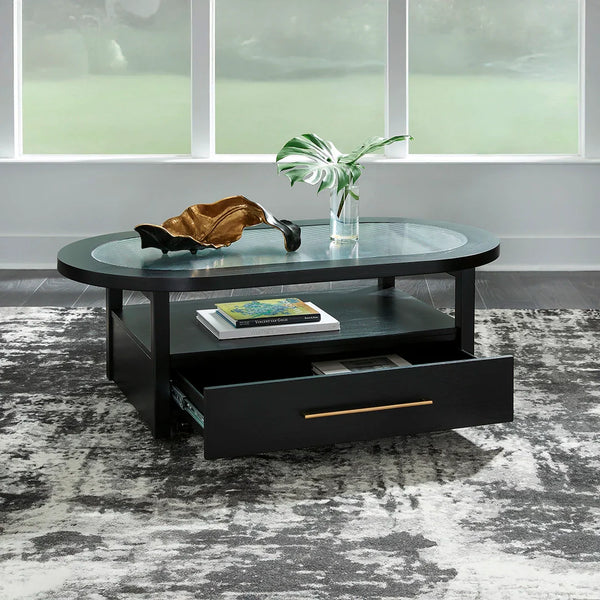 Winbardi 3-piece coffee table set in sleek black by Ashley UAE.