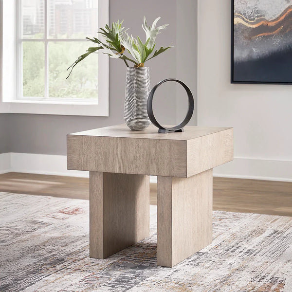 Jorlaina coffee table with light gray textured finish – Ashley UAE modern furniture