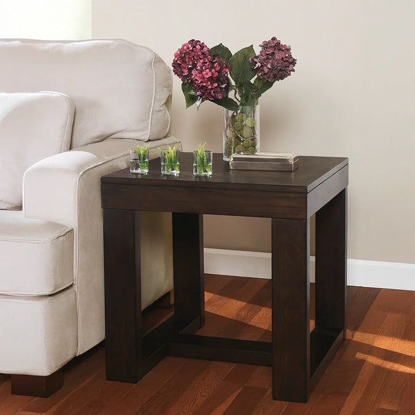 Hand-finished wooden end table with oil-rubbed distressing – Ashley UAE home furniture