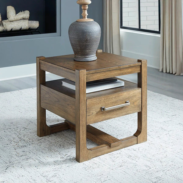 Cabalynn end table light brown finish – Ashley UAE, modern farmhouse side table