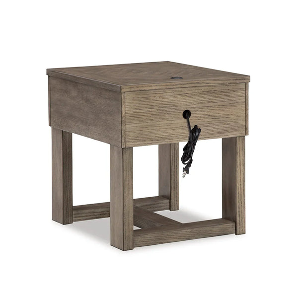 Modern rustic Loyaska engineered wood end table for living room décor