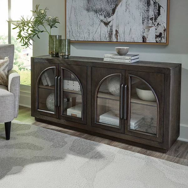 Dreley console cabinet in rich brown engineered wood – Ashley UAE