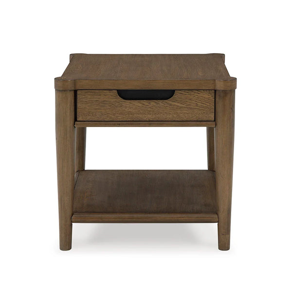 Contemporary Roanhowe side table made with rubberwood solids and oak veneers, perfect minimalist accent furniture for UAE homes.