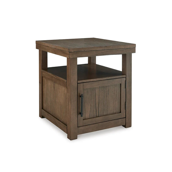 Boardernest living room end table with functional storage and natural wood grain design