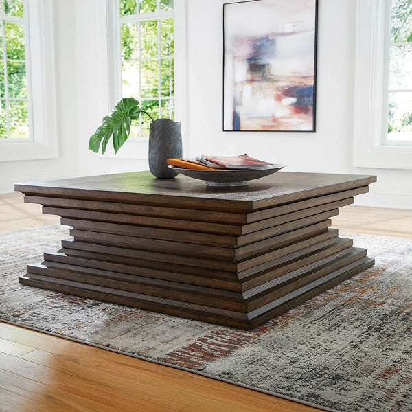 Hannodream Coffee Table with Architectural Design and Casters