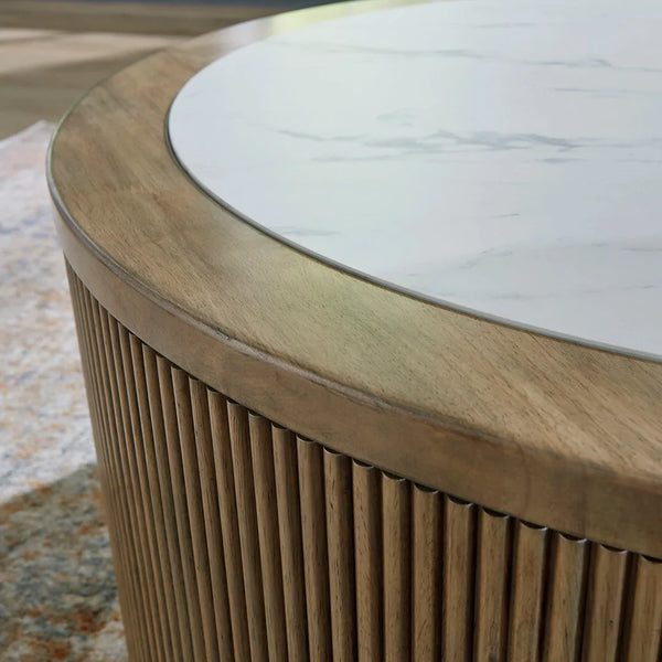 Ashley UAE Camdill coffee table – faux marble and light wood-tone finish