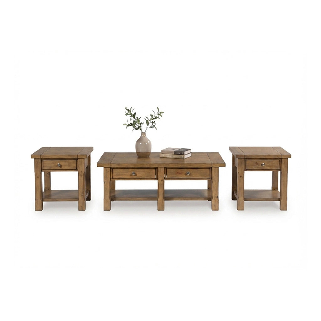 VANDENMORE COFFEE TABLE SET - LIGHT BROWN