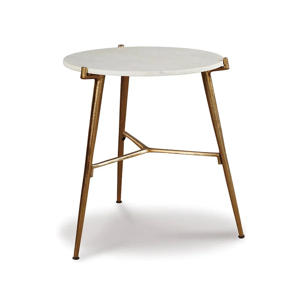 Chadton round accent side table with marble and gold finish – Ashley UAE home furniture